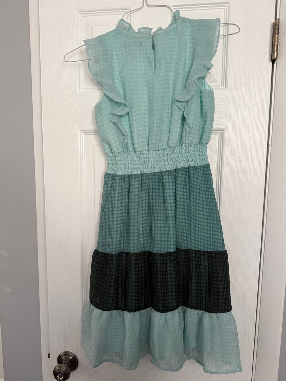 Aqua Mint and Teal Tiered Ruffle Dress - Picture 2 of 2